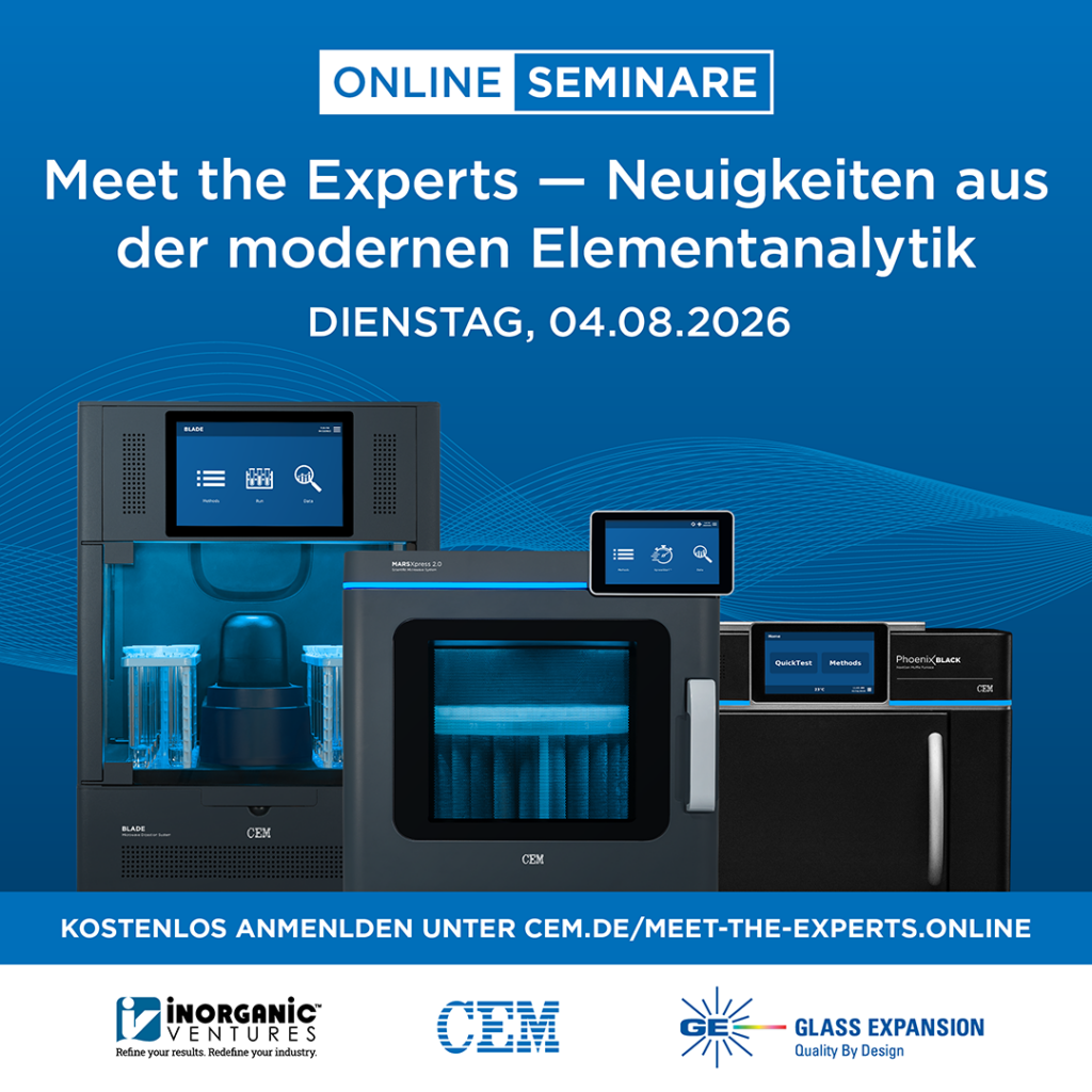 Online Seminar „Meet the Experts – Neuigkeiten aus der modernen Elementanalytik“ am 4. August 2026