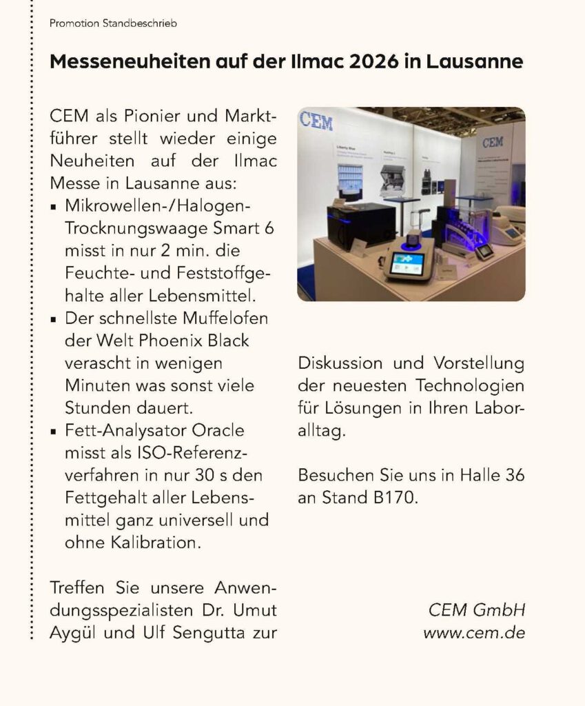 Messeneuheiten auf der Ilmac 2026 in Lausanne