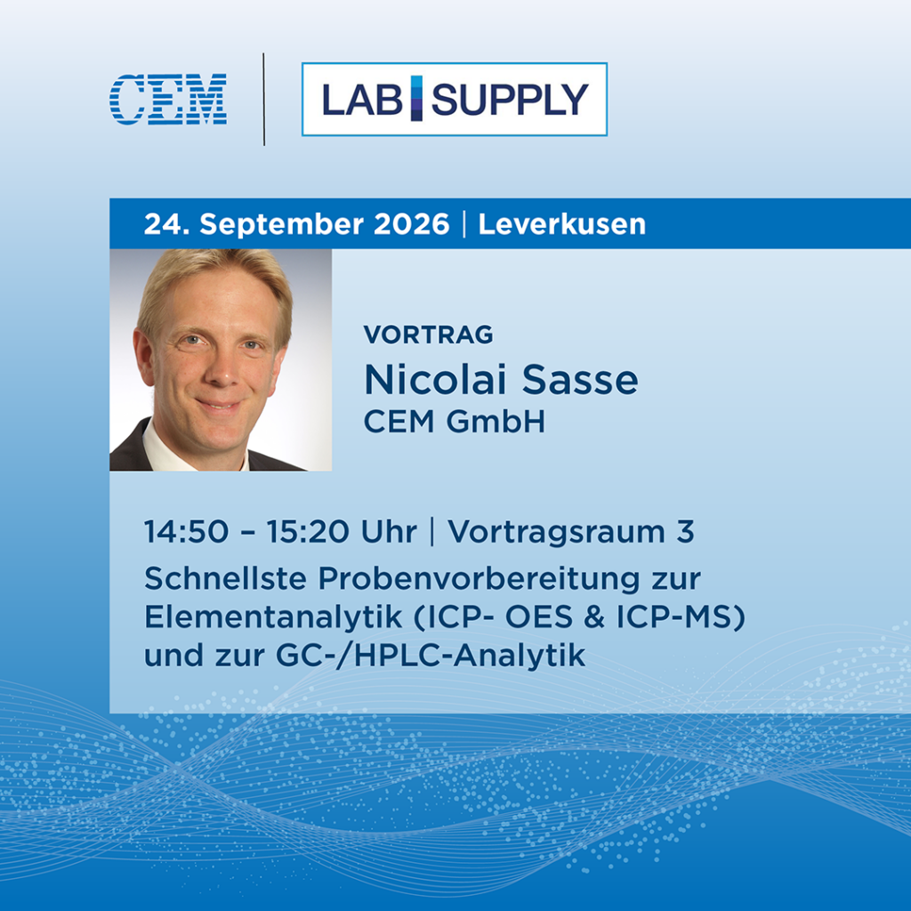 CEM Mikrowellen-Labortechnik auf der LabSupply 2026 in Leverkusen