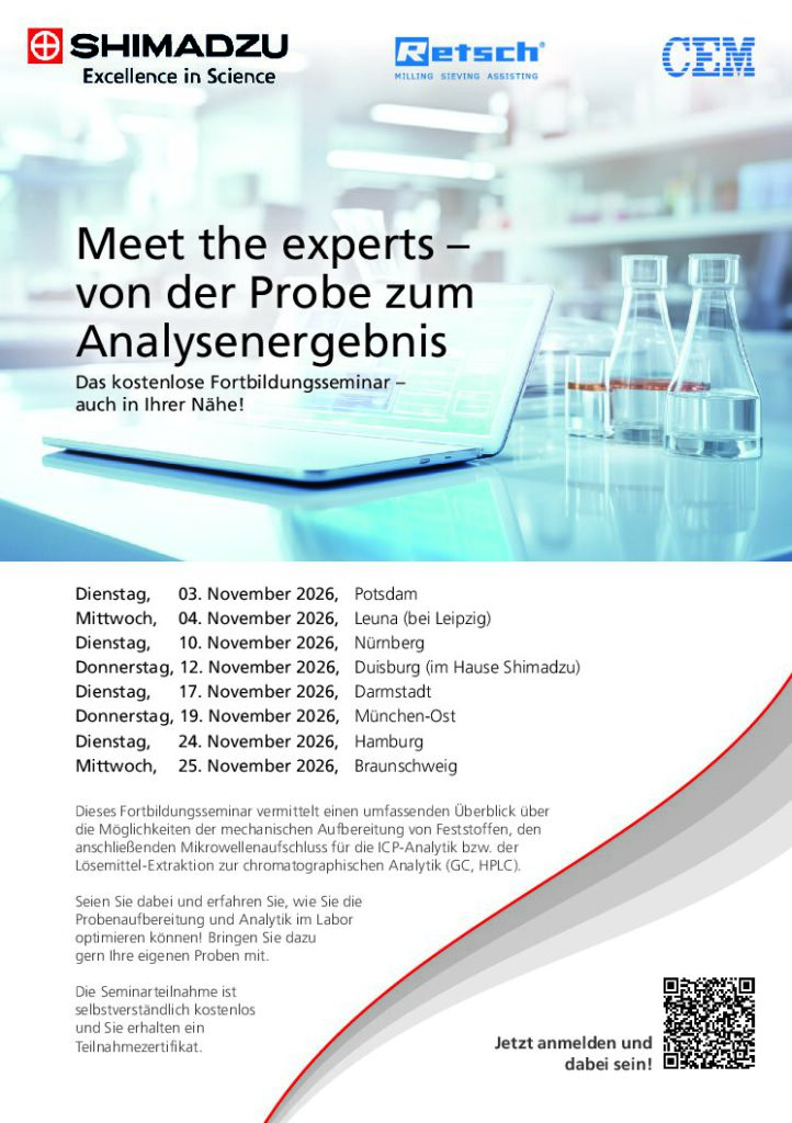 Seminarreihe „Meet the experts: Von der Probe zum Analysenergebnis“